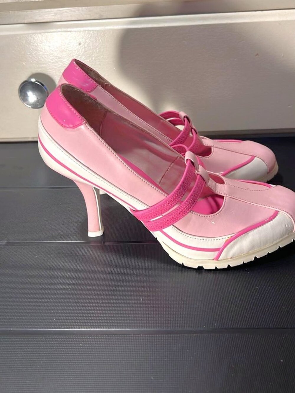 Vintage Soda Pink Sneaker Stiletto Heels Mary Jane Pumps Y2K Size 5.5